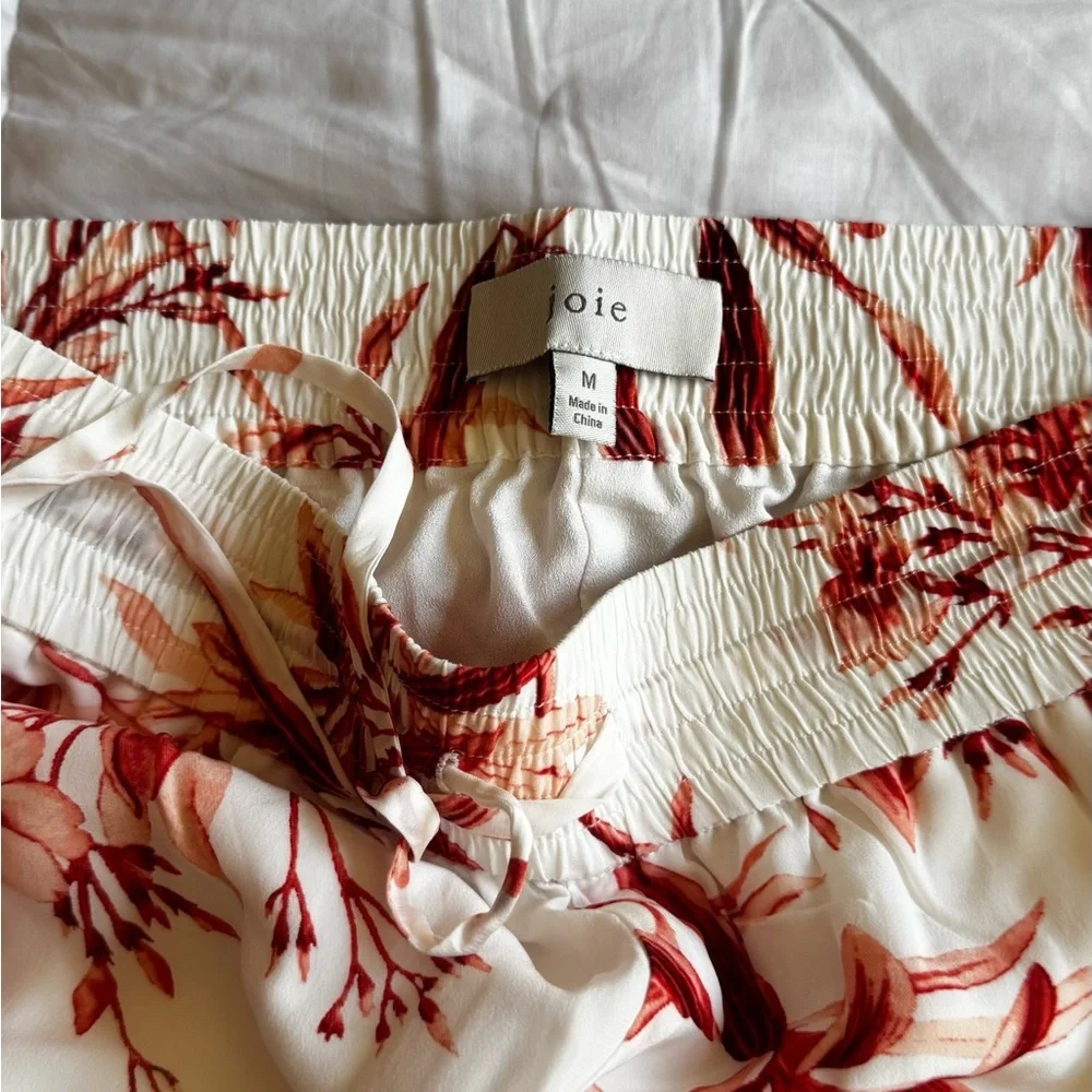 Joie Women's Floral Print Silk Pants with Striped Sides - Picture 7 of 8